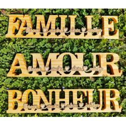 Décoration en Bois – Famille, Amour & Bonheur personnalisable