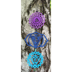 Suspension chakras en bois avec pierres naturelles – 1 mètre – Maëlicia