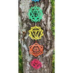 Suspension chakras en bois avec pierres naturelles – 1 mètre – Maëlicia