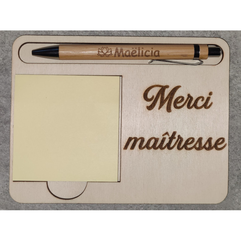 Pack cadeau fin d’année – Support post-it + stylo gravé