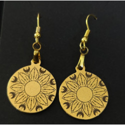Boucles d'oreilles Soleil Mandala en Acier Inoxydable Doré