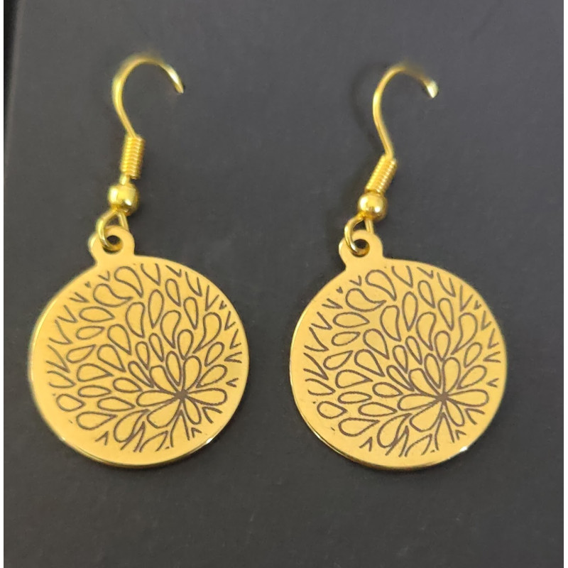 Boucles d'oreilles Pétales Graphiques en Acier Inoxydable Doré