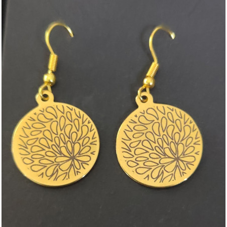 Boucles d'oreilles Pétales Graphiques en Acier Inoxydable Doré