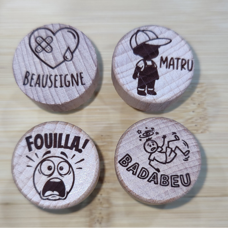 Bouchons de Bouteille Saint-Etienne : Expressions Gaga en bois - Maelicia