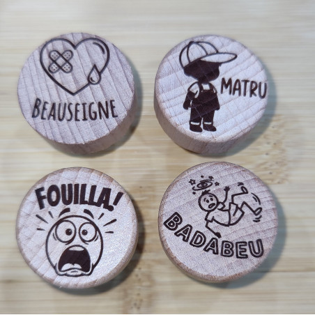 Bouchons de Bouteille Saint-Etienne : Expressions Gaga en bois - Maelicia