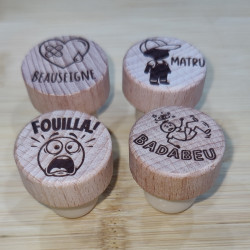 Bouchons de Bouteille Saint-Etienne : Expressions Gaga en bois - Maelicia