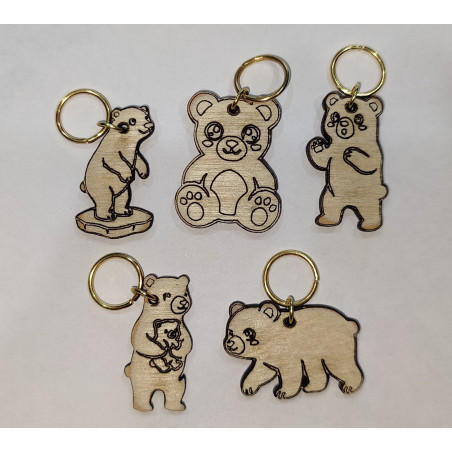 Marqueurs de mailles personnalisés Oursons (Lot de 5) - Maelicia