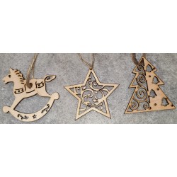Boules de noël lot de 3 "étoile"