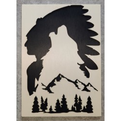 Silhouette spirituelle : Indien et loup