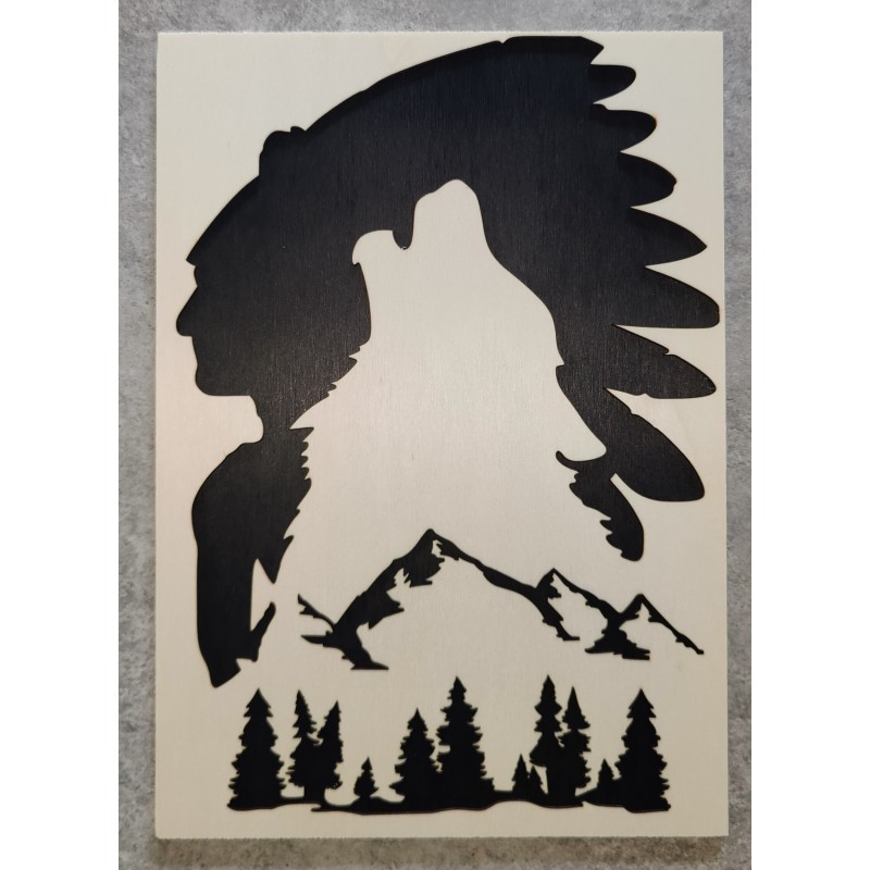 Silhouette spirituelle : Indien et loup