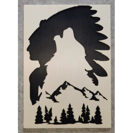 Silhouette spirituelle : Indien et loup