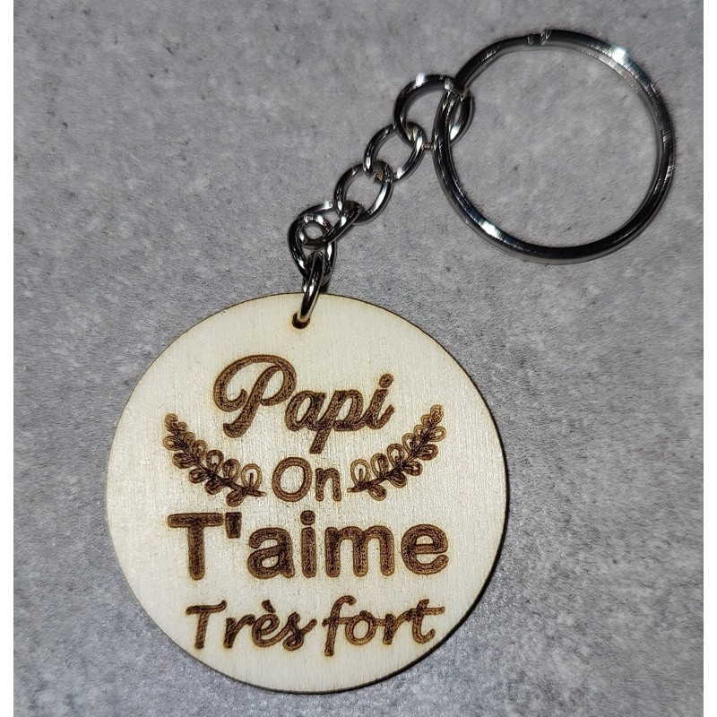 Porte clé "Papi, on t'aime très fort"