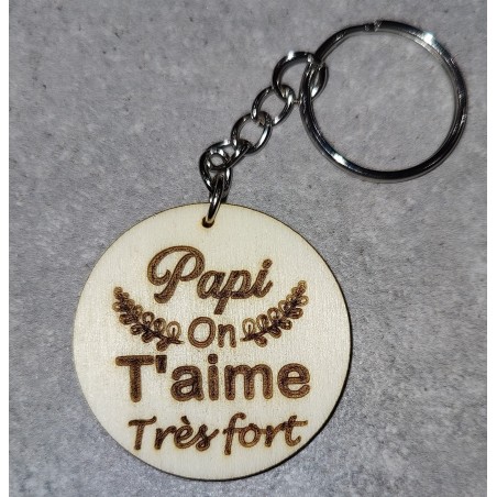 Porte clé "Papi, on t'aime très fort"